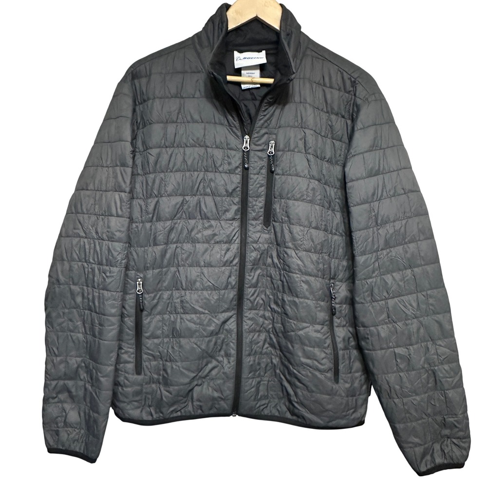 Boeing Mens Packable Lightweight Quilted Puffer Jacket Size M Gray‎ Full Zip